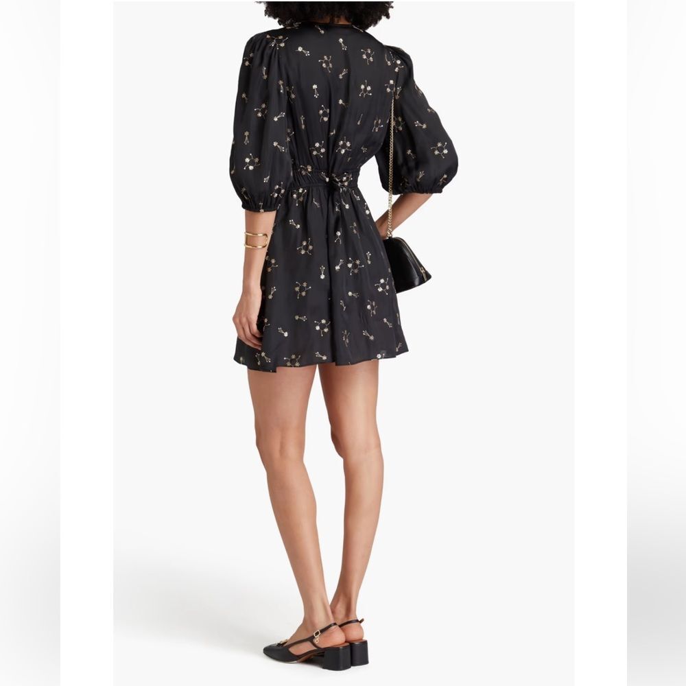 MAJE Black Satin Sequin-embellished satin mini dress size 40 (large) - Picture 3 of 12